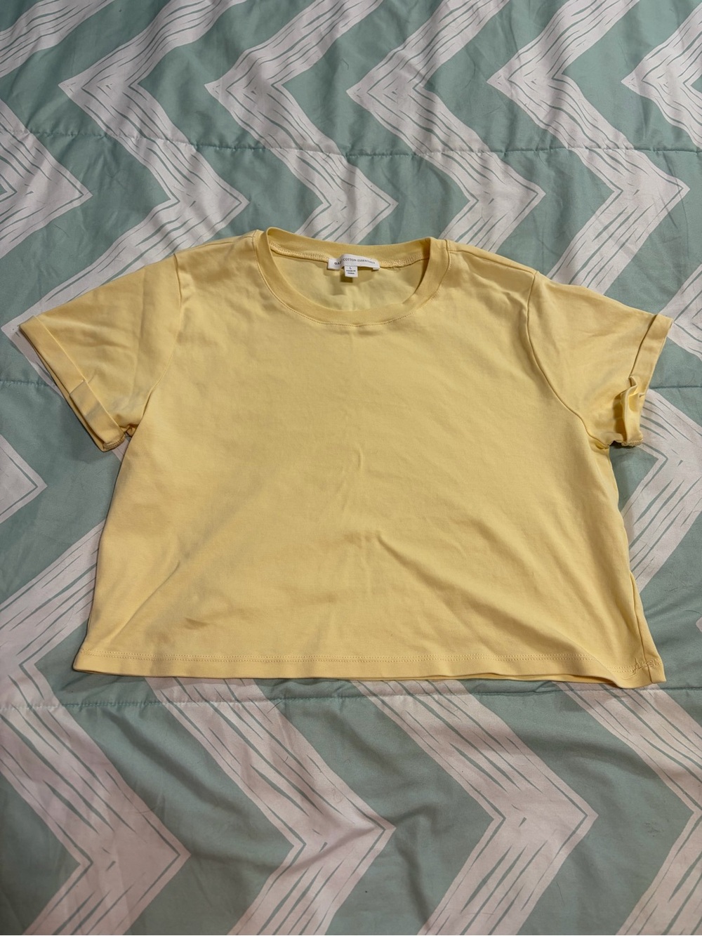 Women's Gaze Cotton Essentials Yellow Cropped Short Sleeve T-Shirt